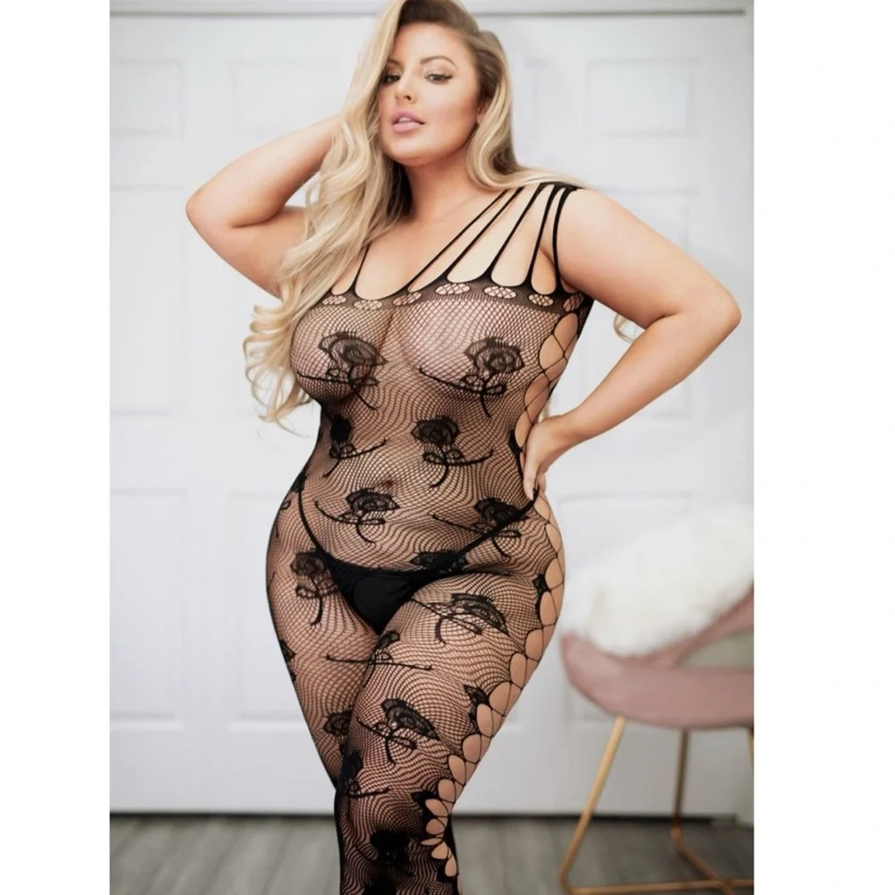 Roses are Red Crotchless Fishnet Bodystocking  Queen size‎